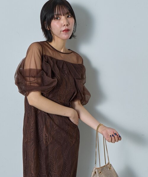 goocy（グーシー）の「【オケージョン】チュール切替ペンシルドレス（ワンピース・レディース・ブラック/ブラウン/グレー・FREE）」の3枚目の写真