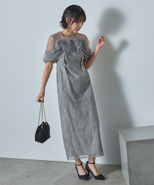 goocy（グーシー）の「【オケージョン】チュール切替ペンシルドレス（ワンピース・レディース・ブラック/ブラウン/グレー・FREE）」の2枚目の写真