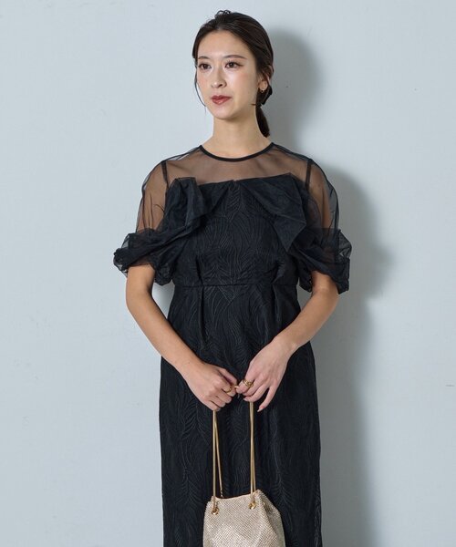 goocy（グーシー）の「【オケージョン】チュール切替ペンシルドレス（ワンピース・レディース・ブラック/ブラウン/グレー・FREE）」の4枚目の写真