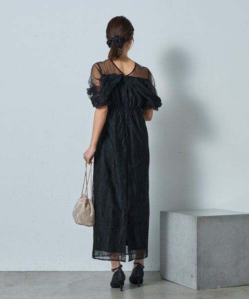 goocy（グーシー）の「【オケージョン】チュール切替ペンシルドレス（ワンピース・レディース・ブラック/ブラウン/グレー・FREE）」の5枚目の写真