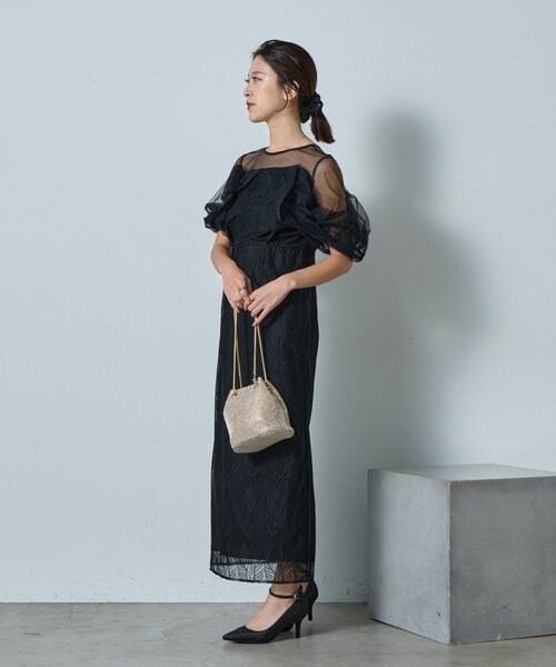 goocy（グーシー）の「【オケージョン】チュール切替ペンシルドレス（ワンピース・レディース・ブラック/ブラウン/グレー・FREE）」の7枚目の写真