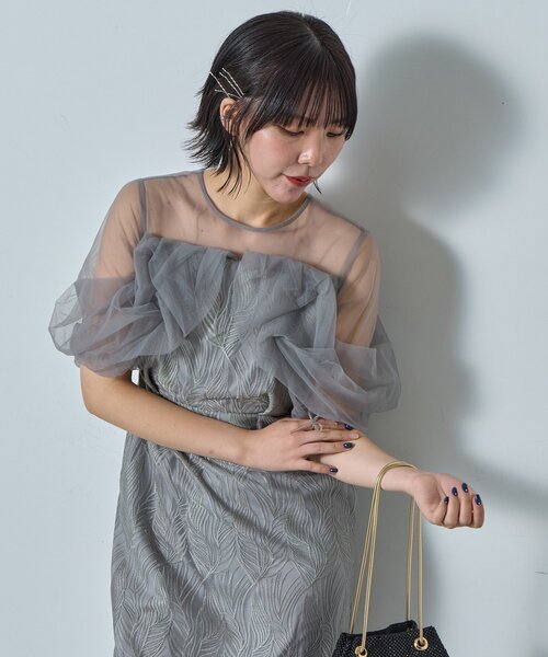 goocy（グーシー）の「【オケージョン】チュール切替ペンシルドレス（ワンピース・レディース・ブラック/ブラウン/グレー・FREE）」の11枚目の写真