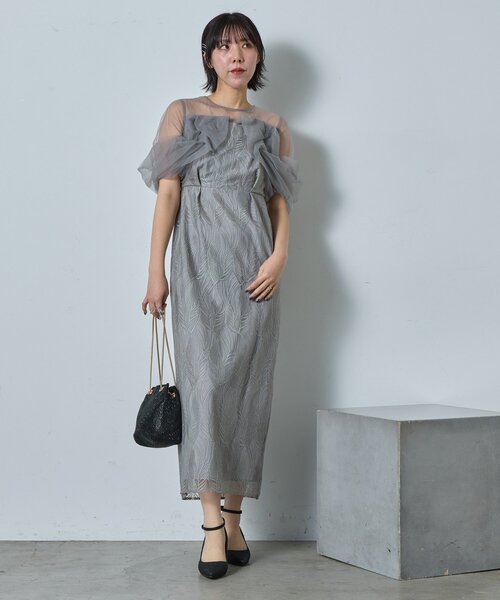 goocy（グーシー）の「【オケージョン】チュール切替ペンシルドレス（ワンピース・レディース・ブラック/ブラウン/グレー・FREE）」の12枚目の写真