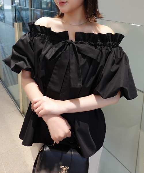 SOELA(ソエラ)の「【INGNI SOELA】2wayギャザーオフショルブラウス/WEB限定(シャツ/ブラウス・レディース・オフホワイト/ブラック・FREE)」の9枚目の写真
