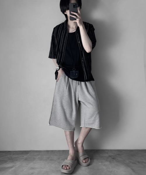 RUUBON(ルーボン)の「【RUUBON】cutoff sweat half pants / カットオフスウェットハーフパンツ(スウェットパンツ・メンズ・グレー/ブラック・S/L/M)」の6枚目の写真