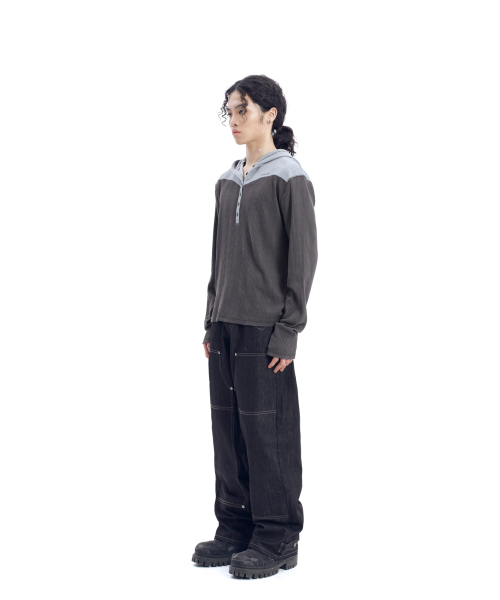 AAKAM(アーカム)の「Ribbed Contrast Button Hoodie (Dark Gray)(パーカー・レディース・その他・1/2)」の9枚目の写真