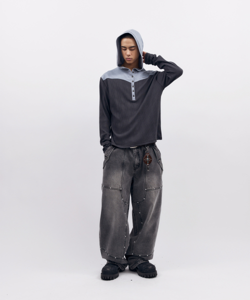 AAKAM(アーカム)の「Ribbed Contrast Button Hoodie (Dark Gray)(パーカー・レディース・その他・1/2)」の15枚目の写真