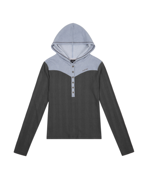 AAKAM(アーカム)の「Ribbed Contrast Button Hoodie (Dark Gray)(パーカー・レディース・その他・1/2)」の17枚目の写真