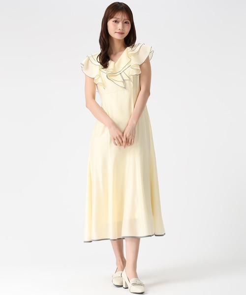 MISCH MASCH(ミッシュマッシュ)の「2026春夏新作 フリルレイヤード配色パイピングワンピース(ワンピース・レディース・イエロー/ブラック/ブルー・S/M)」の5枚目の写真