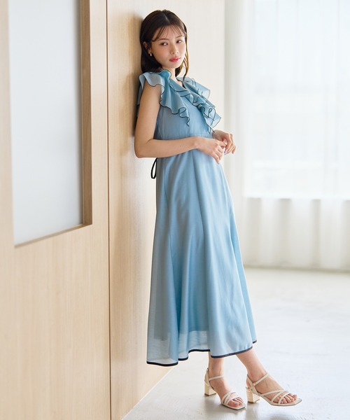 MISCH MASCH(ミッシュマッシュ)の「2026春夏新作 フリルレイヤード配色パイピングワンピース(ワンピース・レディース・イエロー/ブラック/ブルー・S/M)」の21枚目の写真