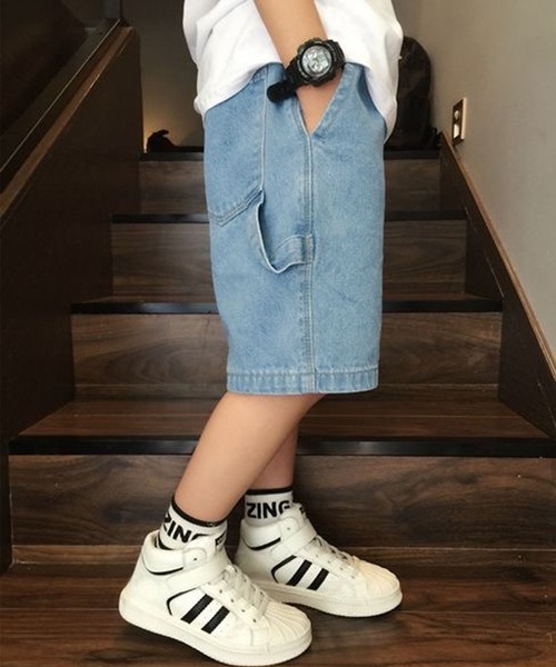 aimoha(アイモハ)の「【aimoha-KIDS-】デニムハーフパンツ (SS)(デニムパンツ・キッズ・ブラック/ブルー・160/150/140/130/120/110)」の4枚目の写真