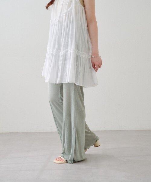 Kastane（カスタネ）の「【-5キロ見え/伸縮性◎/ラク盛れ】B シアーリブフレアパンツ（その他パンツ・レディース・ブラック/サックスブルー/アイボリー・MEDIUM/SMALL）」の14枚目の写真