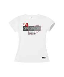 4our eye セミクロップ半袖Tシャツ [ホワイト]