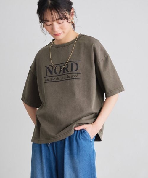 Pierrot(ピエロ)の「ピグメント加工オーバーサイズロゴTシャツ(Tシャツ/カットソー・レディース・チャコール/ブラウン・M/L/LL)」の3枚目の写真