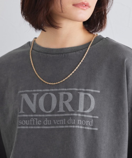 Pierrot(ピエロ)の「ピグメント加工オーバーサイズロゴTシャツ(Tシャツ/カットソー・レディース・チャコール/ブラウン・M/L/LL)」の14枚目の写真