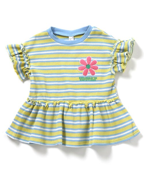 apres les cours（アプレレクール）の「フラワーワッペンペプラムモチーフ半袖Tシャツ（Tシャツ/カットソー・キッズ・ラベンダー/ミント/ネイビー/オレンジ/イエロー/ピンク・80/90/100/110/120/130/140）」の4枚目の写真