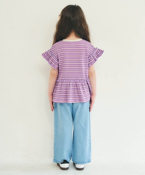 apres les cours（アプレレクール）の「フラワーワッペンペプラムモチーフ半袖Tシャツ（Tシャツ/カットソー・キッズ・ラベンダー/ミント/ネイビー/オレンジ/イエロー/ピンク・80/90/100/110/120/130/140）」の8枚目の写真