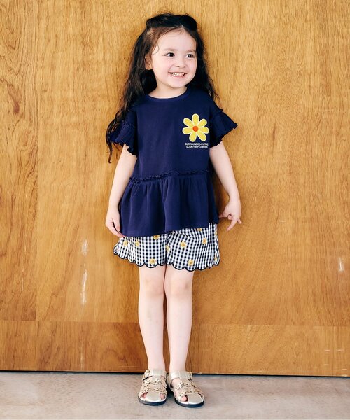 apres les cours（アプレレクール）の「フラワーワッペンペプラムモチーフ半袖Tシャツ（Tシャツ/カットソー・キッズ・ラベンダー/ミント/ネイビー/オレンジ/イエロー/ピンク・80/90/100/110/120/130/140）」の9枚目の写真
