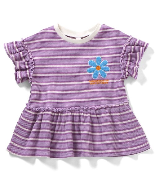 apres les cours（アプレレクール）の「フラワーワッペンペプラムモチーフ半袖Tシャツ（Tシャツ/カットソー・キッズ・ラベンダー/ミント/ネイビー/オレンジ/イエロー/ピンク・80/90/100/110/120/130/140）」の13枚目の写真