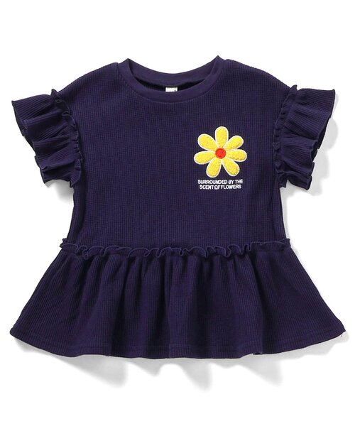 apres les cours（アプレレクール）の「フラワーワッペンペプラムモチーフ半袖Tシャツ（Tシャツ/カットソー・キッズ・ラベンダー/ミント/ネイビー/オレンジ/イエロー/ピンク・80/90/100/110/120/130/140）」の14枚目の写真