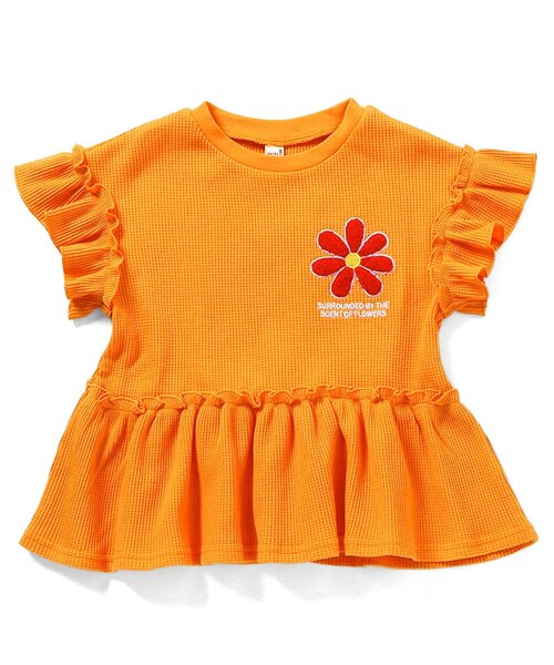 apres les cours（アプレレクール）の「フラワーワッペンペプラムモチーフ半袖Tシャツ（Tシャツ/カットソー・キッズ・ラベンダー/ミント/ネイビー/オレンジ/イエロー/ピンク・80/90/100/110/120/130/140）」の15枚目の写真