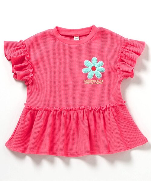 apres les cours（アプレレクール）の「フラワーワッペンペプラムモチーフ半袖Tシャツ（Tシャツ/カットソー・キッズ・ラベンダー/ミント/ネイビー/オレンジ/イエロー/ピンク・80/90/100/110/120/130/140）」の16枚目の写真