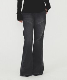DIAGONAL BOOTS CUT DENIM PANTS (black)
