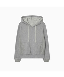 TWO-TONE WAFFLE HOODED ZIP-UP, MELANGE