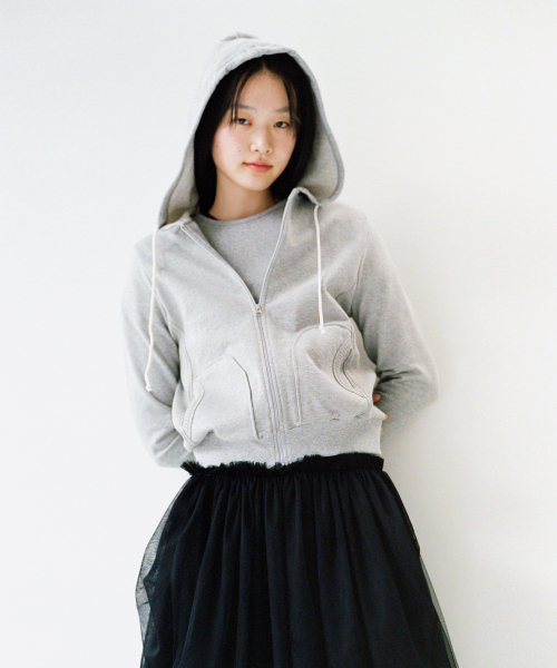 OHESHIO(オヘシオ)の「TWO-TONE WAFFLE HOODED ZIP-UP, MELANGE(パーカー・レディース・その他・FREE)」の2枚目の写真