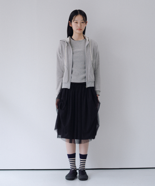OHESHIO(オヘシオ)の「TWO-TONE WAFFLE HOODED ZIP-UP, MELANGE(パーカー・レディース・その他・FREE)」の3枚目の写真
