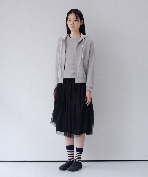 OHESHIO(オヘシオ)の「TWO-TONE WAFFLE HOODED ZIP-UP, MELANGE(パーカー・レディース・その他・FREE)」の4枚目の写真