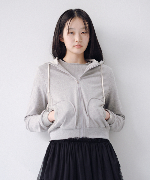 OHESHIO(オヘシオ)の「TWO-TONE WAFFLE HOODED ZIP-UP, MELANGE(パーカー・レディース・その他・FREE)」の5枚目の写真