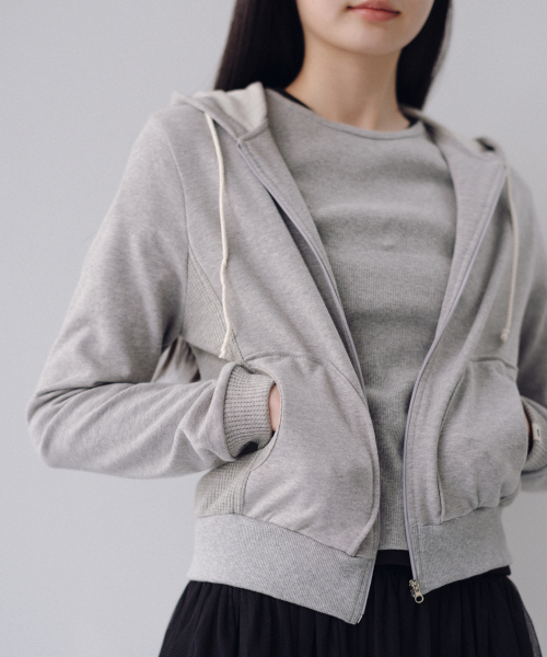 OHESHIO(オヘシオ)の「TWO-TONE WAFFLE HOODED ZIP-UP, MELANGE(パーカー・レディース・その他・FREE)」の6枚目の写真