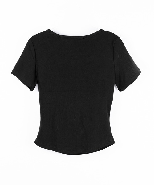 me+em select(ミームセレクト)の「【 3color 】レースアップスリムリブTシャツ / laceup slim lib T-shirts(Tシャツ/カットソー・レディース・グレー/ホワイト/ブラック・FREE)」の14枚目の写真