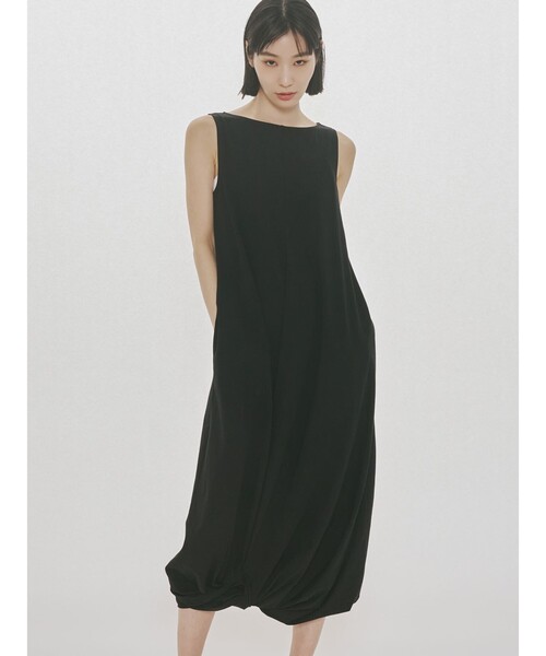 MIDIUMISOLID（ミディウミソリッド）の「MIDIUMISOLID for Ladies ジャージツイストヘムワンピース（ワンピース・レディース・ブラック/ネイビー/チャコールグレー・FREE）」の12枚目の写真