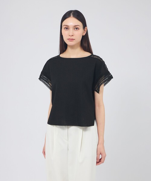 EPOCA（エポカ）の「コイルレースコンビニット プルオーバー（Tシャツ/カットソー・レディース・オフホワイト/ブラック・40）」の2枚目の写真