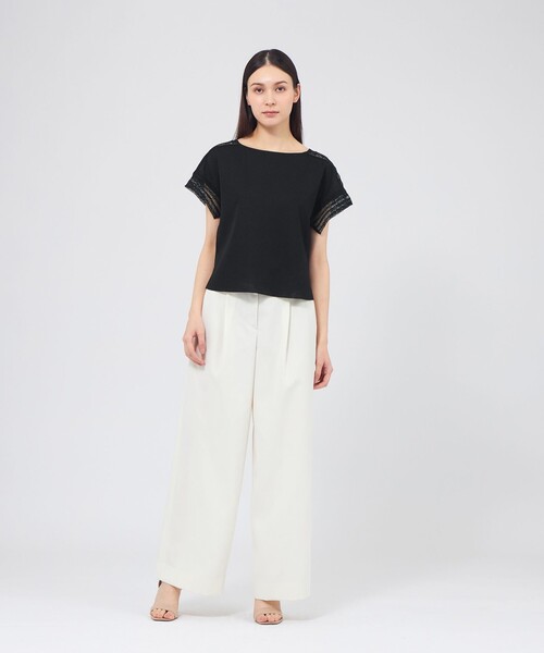 EPOCA（エポカ）の「コイルレースコンビニット プルオーバー（Tシャツ/カットソー・レディース・オフホワイト/ブラック・40）」の4枚目の写真