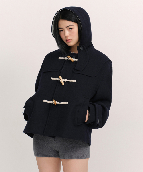 MUSINSA STANDARD WOMAN（ムシンサスタンダードウーマン）の「ウィメンズウールブレンドショートダッフルコート[ネイビー]（チェスターコート・レディース・その他・X-SMALL/SMALL/MEDIUM/LARGE）」の9枚目の写真
