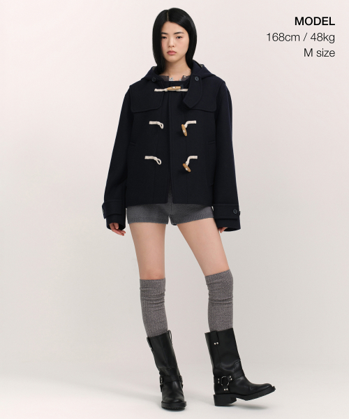 MUSINSA STANDARD WOMAN（ムシンサスタンダードウーマン）の「ウィメンズウールブレンドショートダッフルコート[ネイビー]（チェスターコート・レディース・その他・X-SMALL/SMALL/MEDIUM/LARGE）」の10枚目の写真