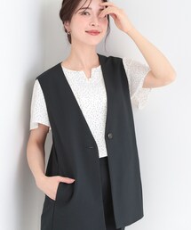SHOO・LA・RUE | 【セットアップ可/洗濯後しわになりにくい/S-LL】シンプルで合わせやすい ノーカラージレ(ベスト)
