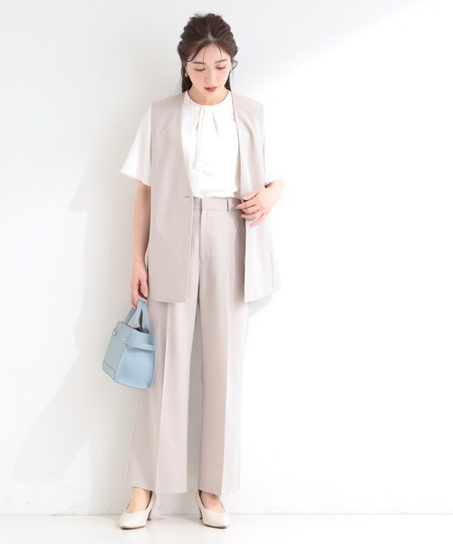 SHOO・LA・RUE(シューラルー)の「【セットアップ可/洗濯後しわになりにくい/S-LL】シンプルで合わせやすい ノーカラージレ(ベスト・レディース・ナチュラル/ネイビー/グレー・01/02/03/04)」の14枚目の写真