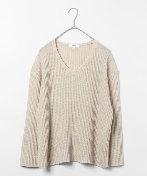 GLOBAL WORK(グローバルワーク)の「ペーパーヤーンニットプルオーバー長袖/646687(ニット/セーター・レディース・ダークブラウン/イエロー系/ナチュラル・MEDIUM/LARGE)」の2枚目の写真