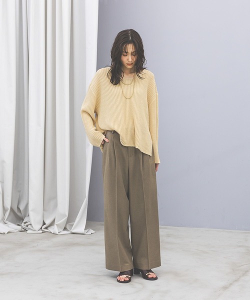 GLOBAL WORK(グローバルワーク)の「ペーパーヤーンニットプルオーバー長袖/646687(ニット/セーター・レディース・ダークブラウン/イエロー系/ナチュラル・MEDIUM/LARGE)」の6枚目の写真
