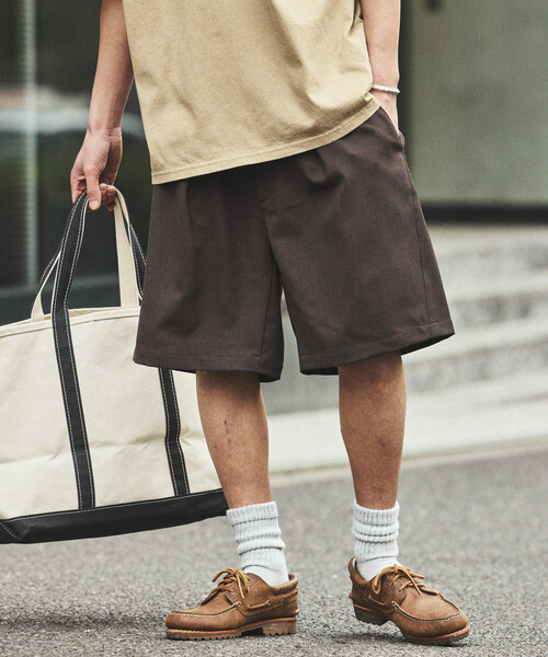 FREAK'S STORE（フリークスストア）の「速乾素材 リラックスフィット イージー ショートパンツ リネン風 ホームケア/LINEN LIKE EASY SHORTS（その他パンツ・メンズ・チャコールグレー/ブラウン/オフホワイト/ブラック/グリーン・SMALL/MEDIUM/LARGE）」の4枚目の写真