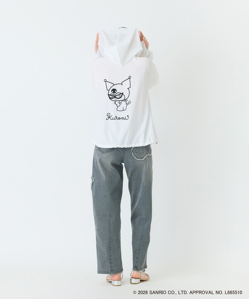 Audie a Muses(オーディアミューズ)の「【KUROMI】クロミ プリントラッシュガード素材パーカー(パーカー・レディース・ブラック/オフホワイト・38/42)」の13枚目の写真