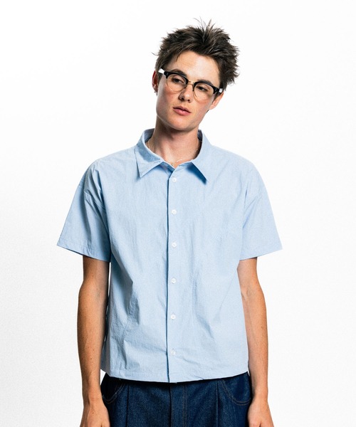 Elanque(エランク)の「curve line half sleeve shirt / カーブライン半袖シャツ(シャツ/ブラウス・メンズ・ホワイト/ブルー・MEDIUM/LARGE)」の22枚目の写真