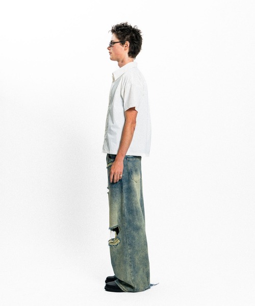Elanque(エランク)の「curve line half sleeve shirt / カーブライン半袖シャツ(シャツ/ブラウス・メンズ・ホワイト/ブルー・MEDIUM/LARGE)」の12枚目の写真