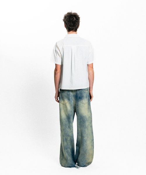 Elanque(エランク)の「curve line half sleeve shirt / カーブライン半袖シャツ(シャツ/ブラウス・メンズ・ホワイト/ブルー・MEDIUM/LARGE)」の13枚目の写真