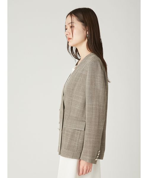 FRAY I.D(フレイアイディー)の「ノーカラーセミシアーカラミジャケット(ノーカラージャケット・レディース・アイボリー/ブラック/モカ・0/1)」の16枚目の写真