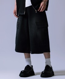 ワイドバギー デニムカーゴショーツ